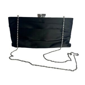 Lulu Townsend Women’s Y2K Black Satin Pleated Evening Clutch And Crossbody Bag